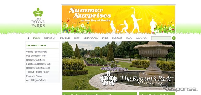 リージェンツ・パーク公式ウェブサイト