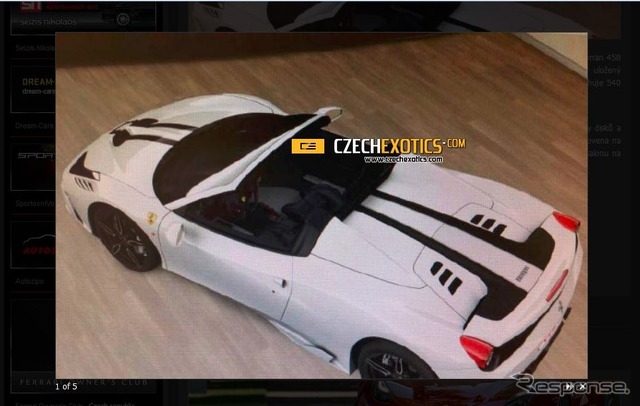 フェラーリ 458スパイダー・スペチアーレの画像をリークした、『czechexotics.com』