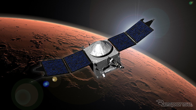 火星上空を周回するMAVENのイメージ