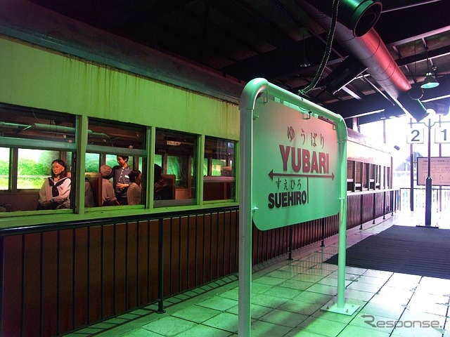 「SL館」で展示されている夕張鉄道線の客車。同線は現在の江別市と夕張市を結んでいたが1975年までに全廃された。