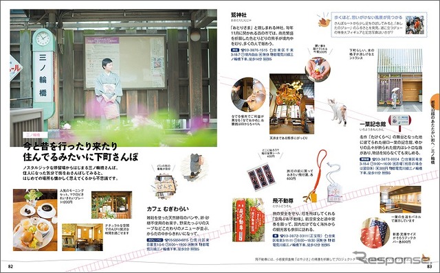三ノ輪橋停留場付近の観光情報ページ。「ことりっぷ」は女性向けの小旅行ガイドブックシリーズで、累計発行部数は1000万部を超えた。