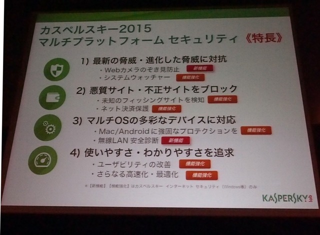 「カスペルスキー 2015 マルチプラットフォーム セキュリティ」の新機能と強化ポイント