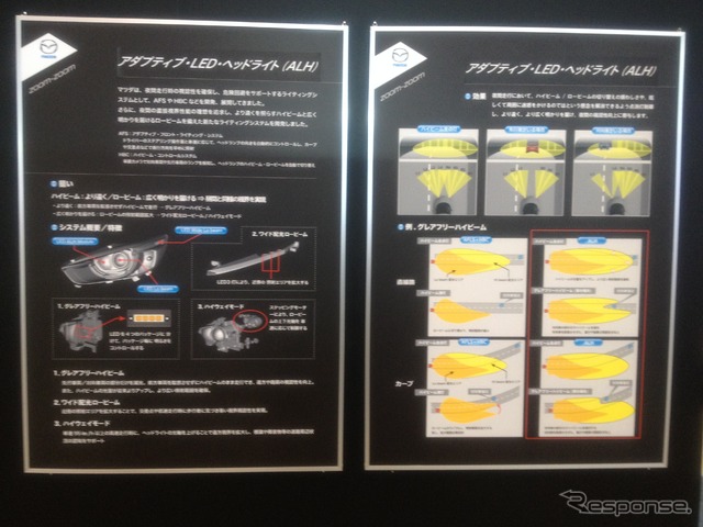 マツダ　新世代ヘッドランプシステムのパネル展示