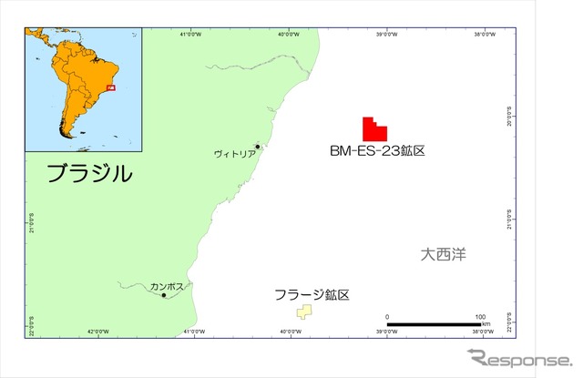 国際石油開発帝石が権益を持つブラジル南東沖エスピリトサント堆積盆BM-ES-23鉱区