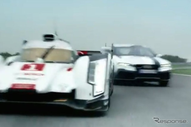 アウディのルマンレーサーとRS7スポーツバックのロボットカー（動画キャプチャ）