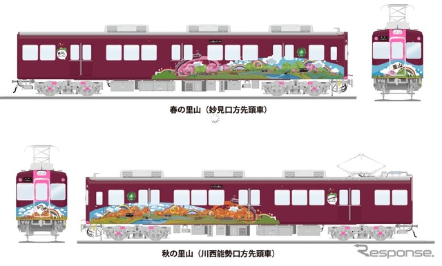 イベント電車はラッピング車「里山便」を使用する。