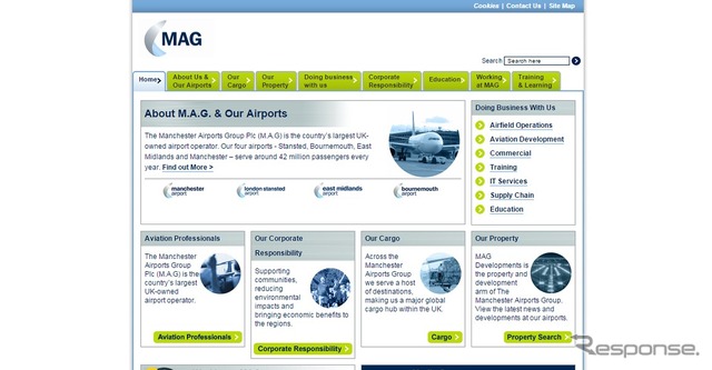 マンチェスター空港グループ公式ウェブサイト