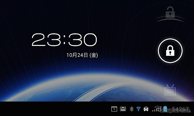 これまでのnuviシリーズにはなかったロック画面。スリープ機能もサポートされたため復帰が早くなった