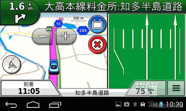 高速道路の料金所ではETCレーンも表示してくれる