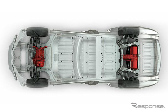 テスラ モデルS「P85D」に搭載される2モーター4WDのイメージ