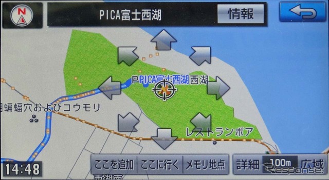 地図データはトヨタマップマスター製。目的地検索はローカル内で行われる