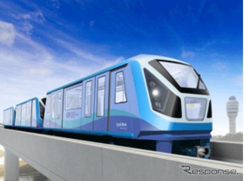 三菱重工が米フロリダ州のオーランド国際空港向けとして受注した新交通システムの車両のイメージ。