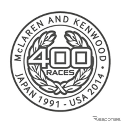 JVCケンウッド、マクラーレン・メルセデスF1チームが共同作成した400戦記念ロゴ