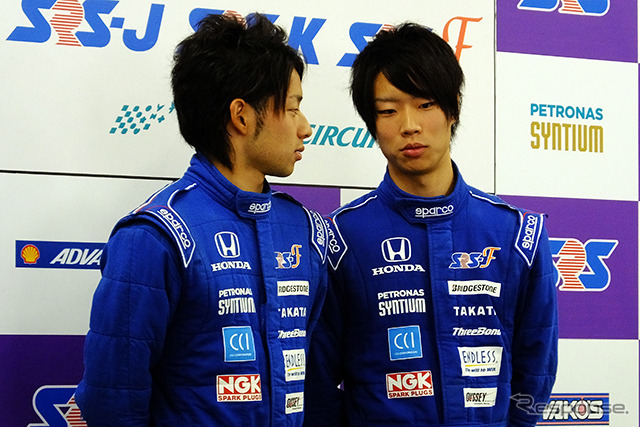 ホンダの育成ドライバーとなった上村優太選手(左)、石坂瑞基選手