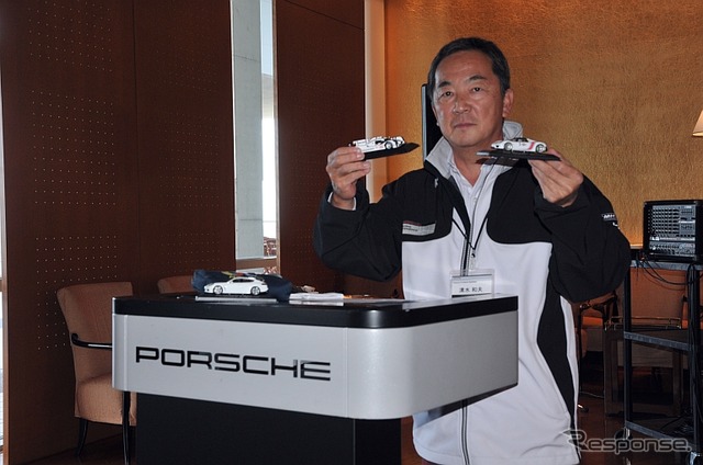 清水和夫氏は「ハイブリッドと言えば、日本では草食系のイメージが強いが、実は走りにも振れる」と918スパイダーや919ハイブリッドを例に出し、ポルシェのハイブリッド技術を紹介