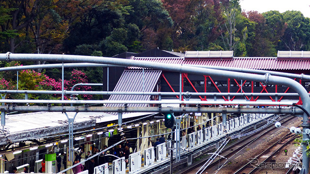 ホームドアが設置された原宿駅