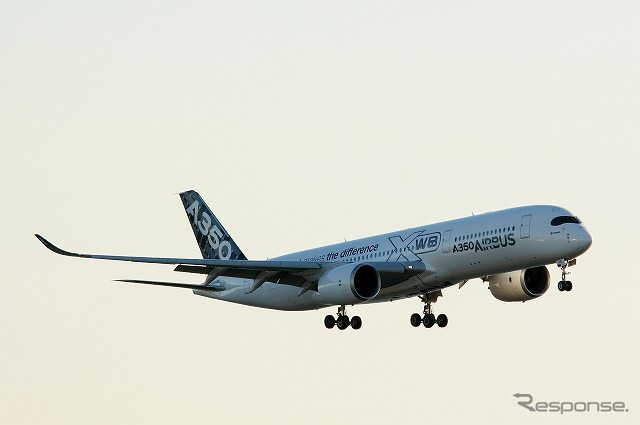 アジアツアーの一環として、日本に初飛来したエアバスA350 XWB