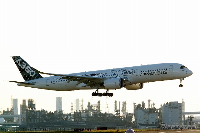 アジアツアーの一環として、日本に初飛来したエアバスA350 XWB