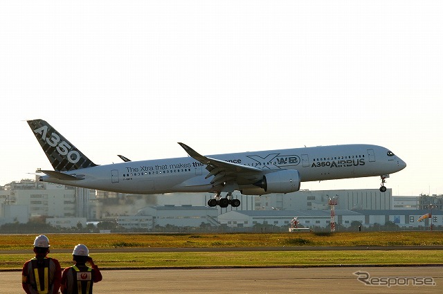 今回のアジアツアーに用いられたのは、A350 XWBのうち「-900型」と呼ばれるもの。全長はライバル機となる「ボーイング777-200」よりも長い。
