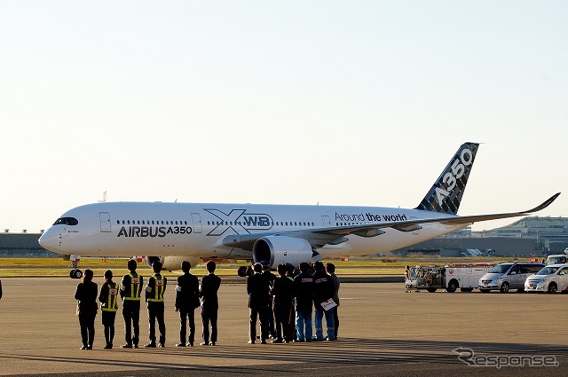 アジアツアーの一環として、日本に初飛来したエアバスA350 XWB