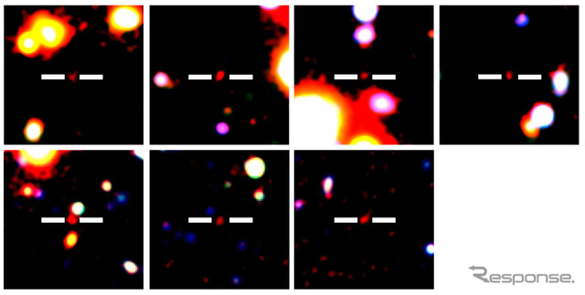 今回の観測で見つかった131億光年先のライマンα輝線銀河(LAE銀河)のカラー画像(出典:東京大学/国立天文台)