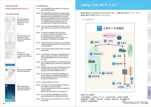 無料Wi-Fiの利用に際しては専用アプリを使用する必要がある。利用方法の詳細をまとめた多言語対応のガイドブックがサービス対象エリアで配布される。