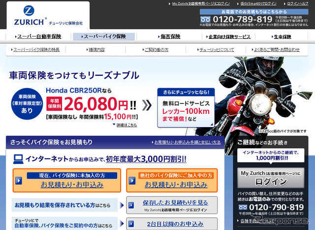 チューリッヒ・スーパーバイク保険
