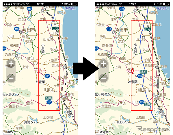 MapFan+常磐道の開通