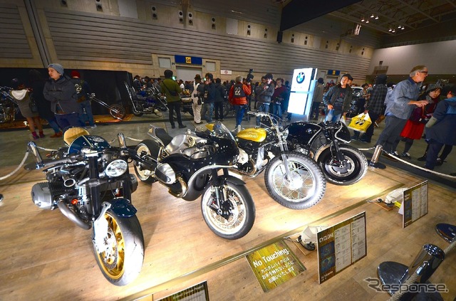 BMW R nineT のカスタムバイク左から46Works、HIDE MOTORCYCLE、BRAT STYLE、Cherry’s Company(ヨコハマ ホットロッド カスタムショー2014)