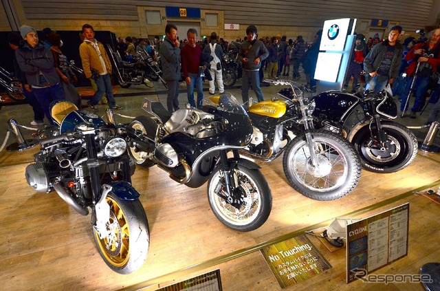 BMW R nineT のカスタムバイク左から46Works、HIDE MOTORCYCLE、BRAT STYLE、Cherry’s Company（ヨコハマ ホットロッド カスタムショー2014）