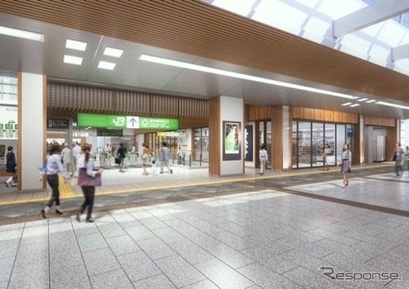 新幹線改札付近のイメージ。リニューアルする部分は12月19日から順次オープンする。