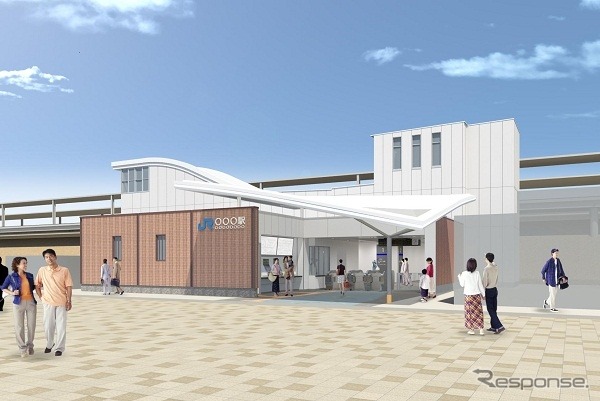 今回発表された新駅のイメージ。白い膜屋根を用いることで「市川から飛び立つ白鷺の姿」を演出するという。