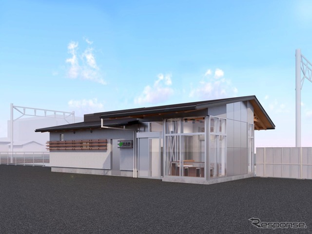 来年1月17日から使用を開始する川島駅の新駅舎のイメージ。待合室のガラス窓を広くとる。