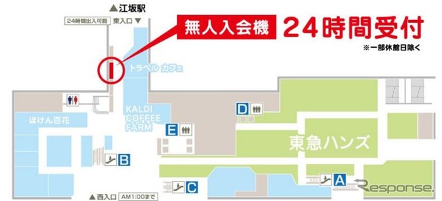 「タイムズカープラス」無人入会機の設置場所
