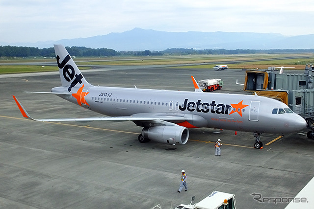 熊本に到着したジェットスター・ジャパンA320(JA11JJ) (参考画像)