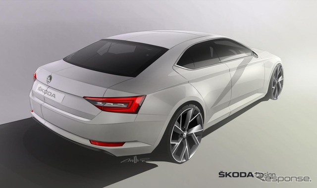シュコダ スペルブ 新型の予告スケッチ
