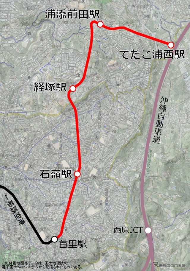 ゆいレール延伸区間の駅名がこのほど決まった。石嶺駅と経塚駅は仮称のままだが、残る2駅は仮称に「浦添」「てだこ」の文字を加えた。