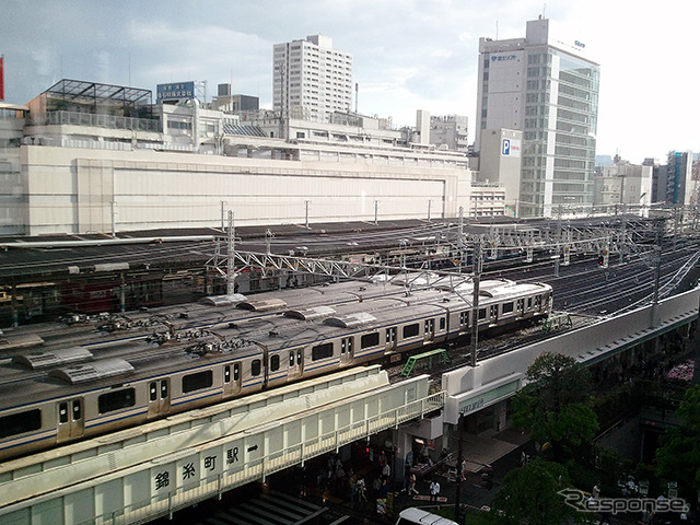 総武快速線の電車留置線がある錦糸町駅