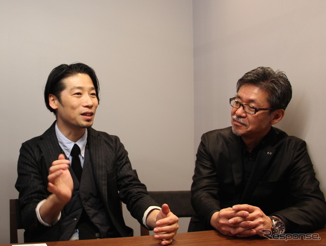 サポーズデザインオフィスの谷尻誠氏（左）とマツダの前田育男デザイン本部長（右）