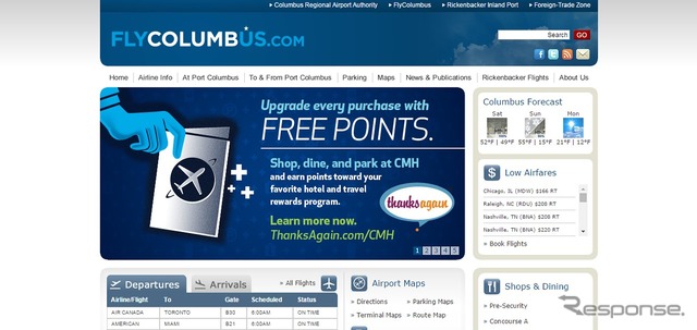 ポート・コロンバス国際空港公式ウェブサイト