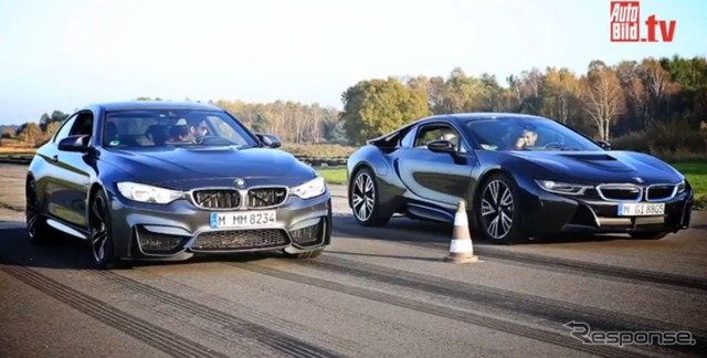 BMWM4クーペとi8の加速競争の映像を公開した独『AUTO BILD』