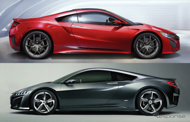 NSX 市販モデル(上)とコンセプト(下)