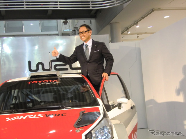 17年からのWRC参戦を表明したトヨタの豊田章男社長。