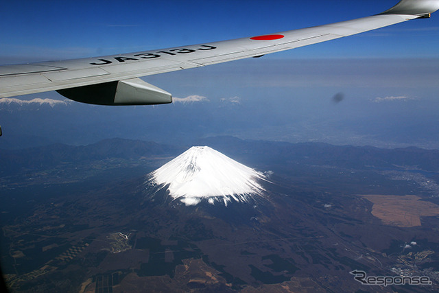 JAL機から見えた富士山