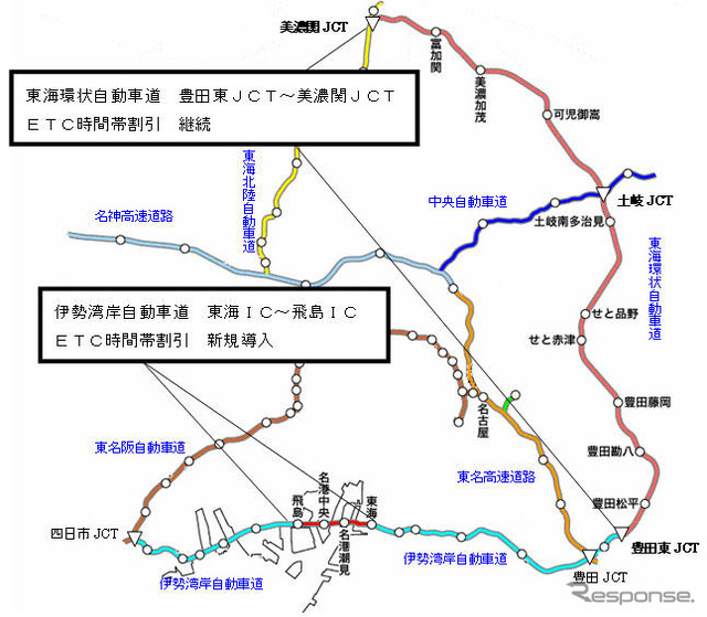ETC時間帯割引を伊勢湾岸道と東海環状道に本格導入