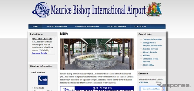 モーリス・ビショップ国際空港公式ウェブサイト