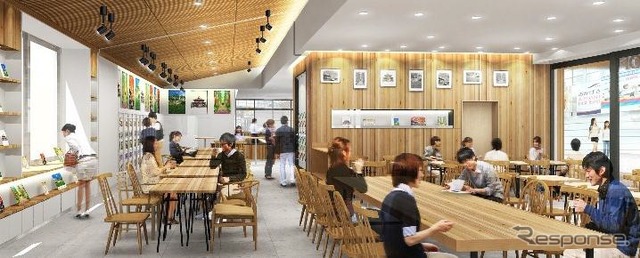 BECK'S COFFEE SHOPのイメージ。観光情報センター（奥）と一体化している。