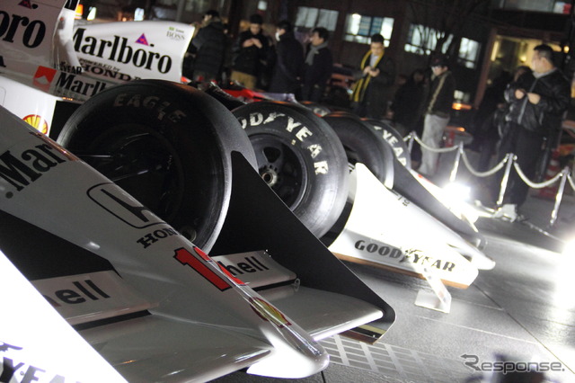ホンダF1参戦記者会見が行なわれた青山本社に8台のF1マシンが集結