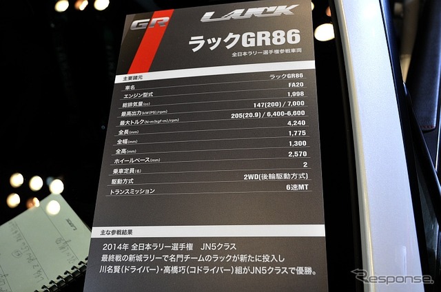 2014年 全日本ラリー選手権参戦車両のラック GR86