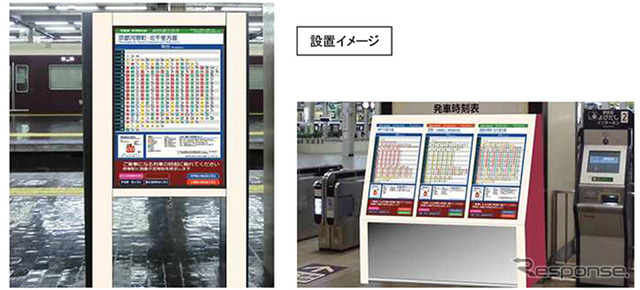 タッチパネル式時刻表のイメージ。2月18日から梅田駅に設置される。